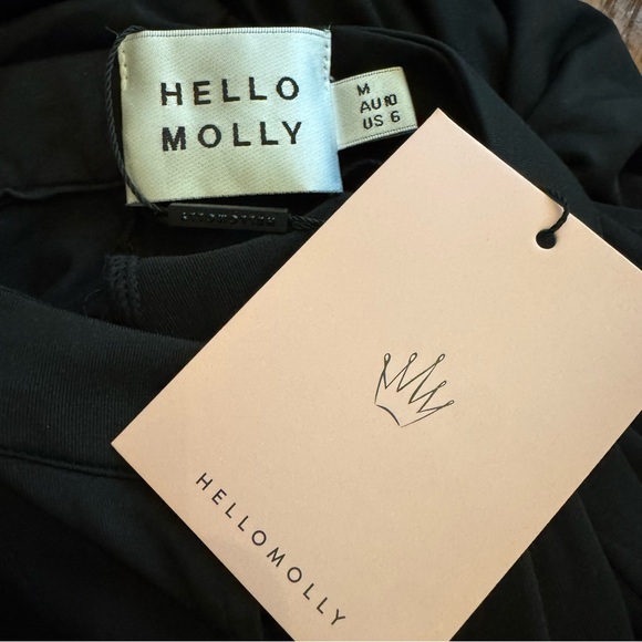 NWT Hello Molly Stassie Ruched Side Knit Mini Dress Black Size 6 - Picture 5 of 7